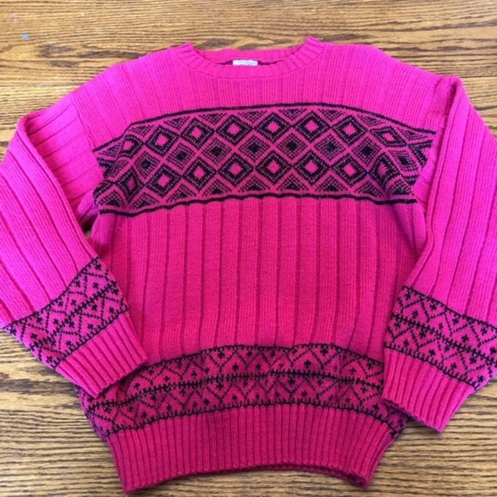 Vintage Centennial Knits Ltd. Sweater Hot Pink Black